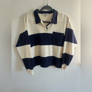Atelier By Kirious Stripped Polo Rugby Cropped Top Womens Size M